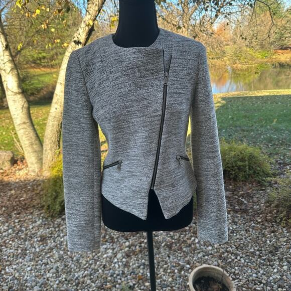Banana Republic Asymmetric Zip Jacket Blazer Size 2 - Picture 2 of 10